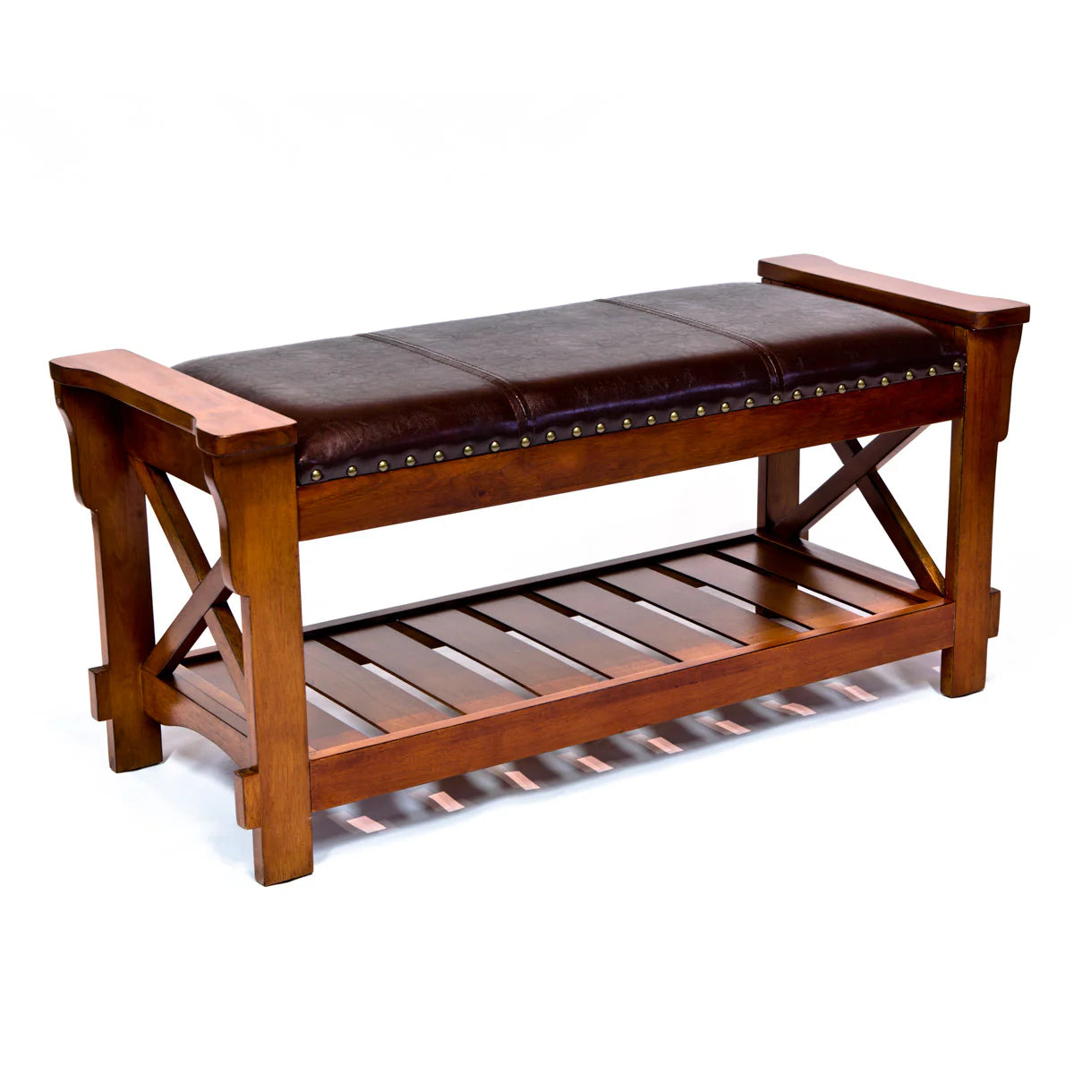 Padded Entryway Bench – Cherry Finish by All Things Cedar