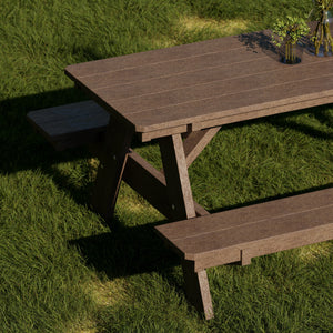 Heritage 72" Picnic Table with Attached Benches (LCC-165) By Wildridge Furniture