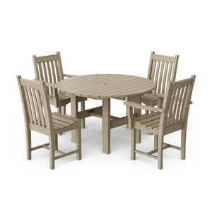 Classic 5-Piece 46" Round Dining Set with Dining Chairs