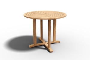 Abel 5-Piece Round Teak Outdoor Dining Set with Folding Chair Outdoor Dining Set