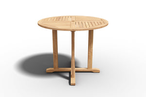 Abel 5-Piece Round Teak Outdoor Dining Set with Folding Chair Outdoor Dining Set
