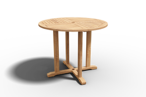 Abel 5-Piece Round Teak Outdoor Dining Set with Folding Chair Outdoor Dining Set