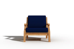 Adrien Teak Outdoor Club Chair with Sunbrella Navy Cushion Outdoor Chair