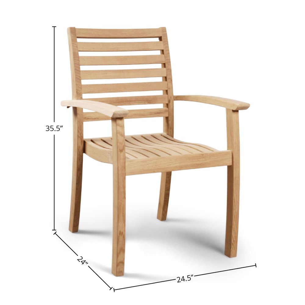 Ambre Teak Outdoor Dining Stacking Armchair (Set of 4) Outdoor Chair