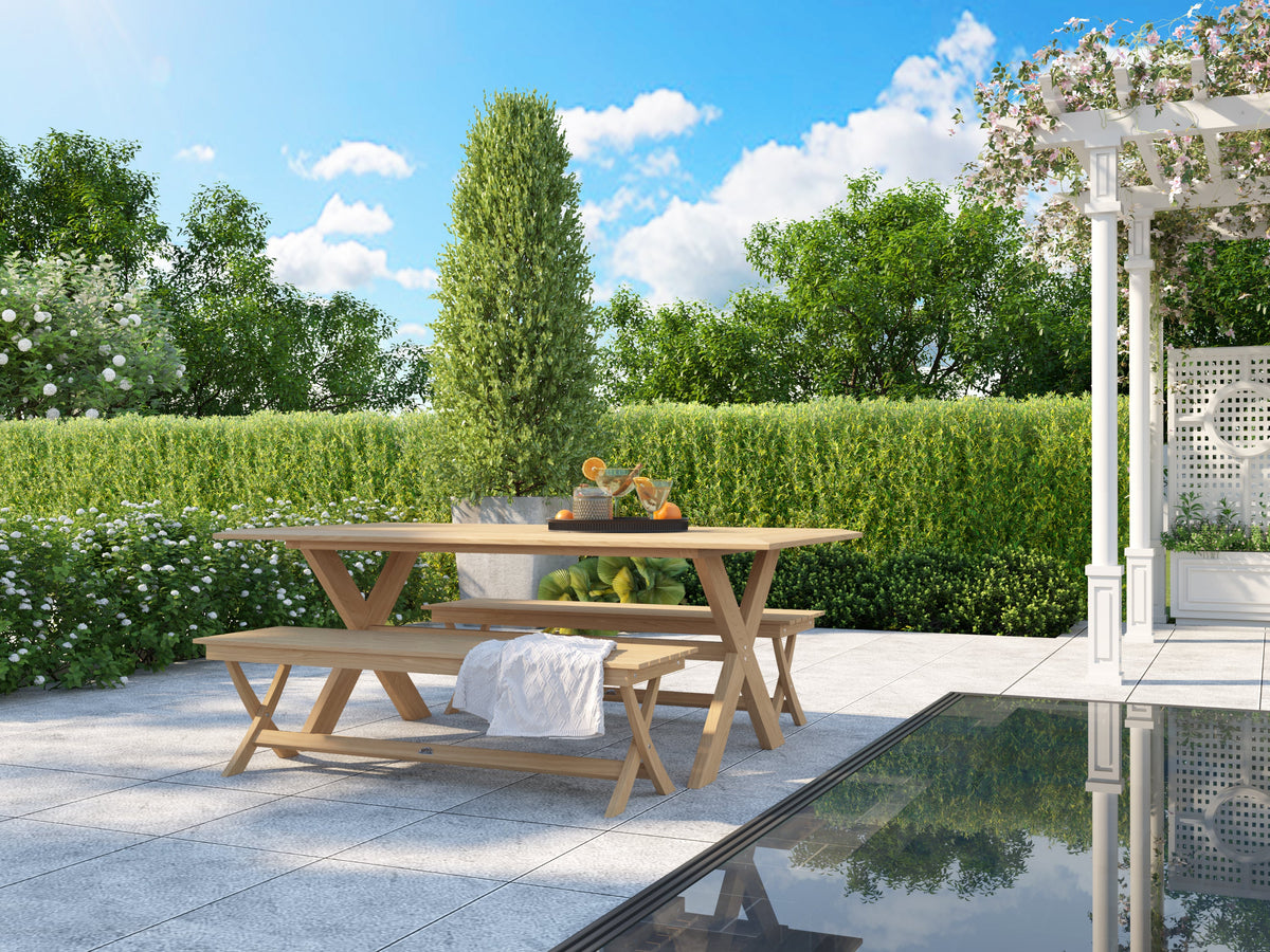 Aude Rectangular Teak Outdoor Dining Table Outdoor Table