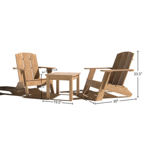 Aurele 3-Piece Teak Outdoor Adirondack Lounge Set Outdoor Lounge Set