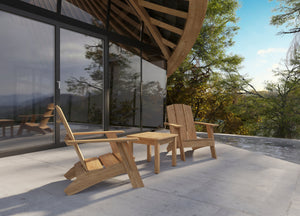 Aurele 3-Piece Teak Outdoor Adirondack Lounge Set Outdoor Lounge Set
