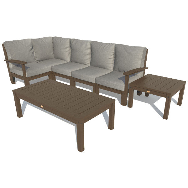 Bespoke Deep Seating 7 pc Sectional Set with Conversation and Side Table Sectional Set Stone Gray / Weathered Acorn