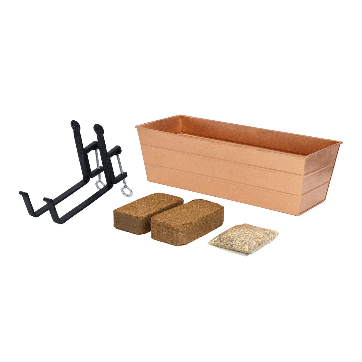 Bloom Box Garden Growing Kit, Medium Copper with Clamp-On Brackets Flower Box Brackets