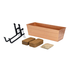 Bloom Box Garden Growing Kit, Medium Copper with Clamp-On Brackets Flower Box Brackets