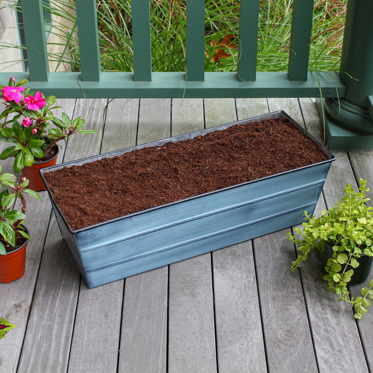 Bloom Box Garden Growing Kit, Medium Copper with Clamp-On Brackets Flower Box Brackets