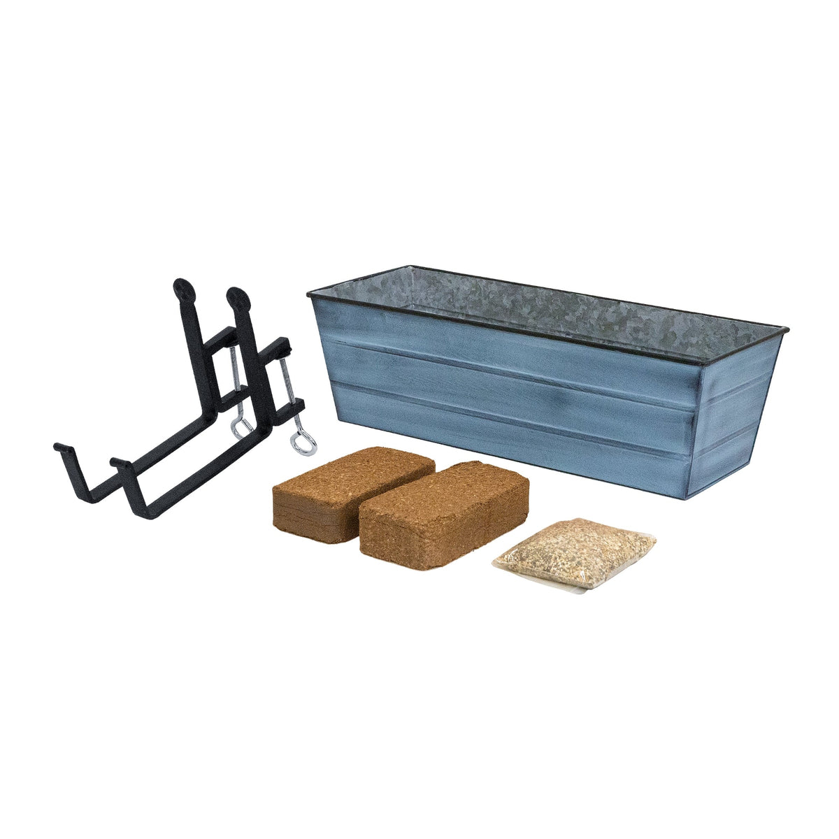 Bloom Box Garden Growing Kit, Medium Copper with Clamp-On Brackets Flower Box Brackets