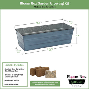 Bloom Box Garden Growing Kit, Medium Nantucket Blue Flower Box Brackets Blue