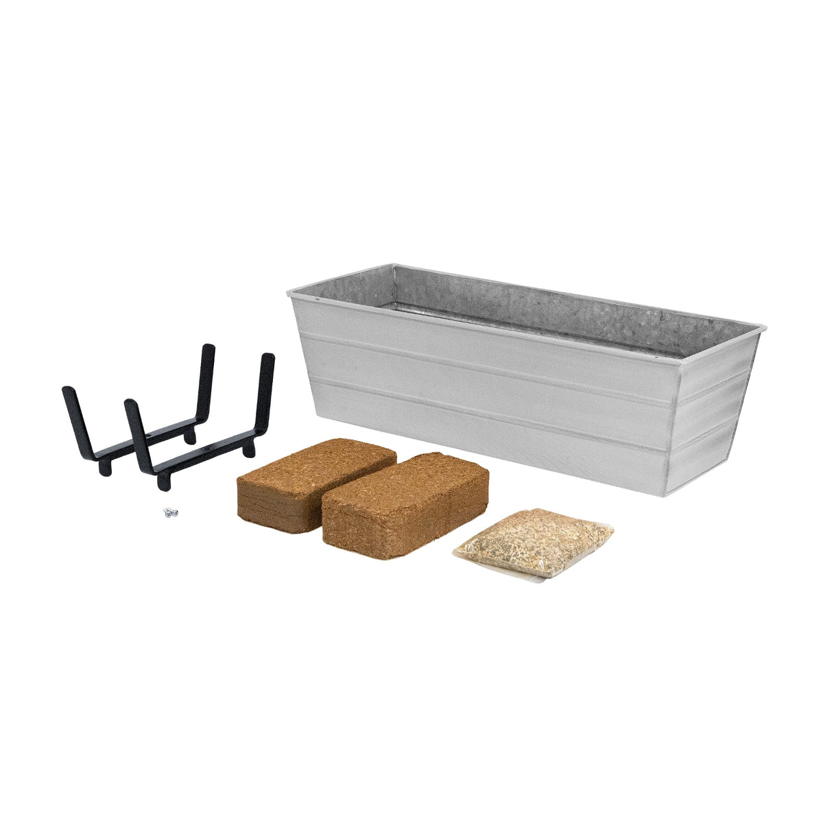 Bloom Box Garden Growing Kit, Medium White with Brackets for 2 x 6 Railings Flower Box Brackets White
