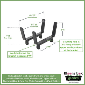Bloom Box Garden Growing Kit, Small Green with Brackets for 2 x 4 Railings Flower Box Brackets
