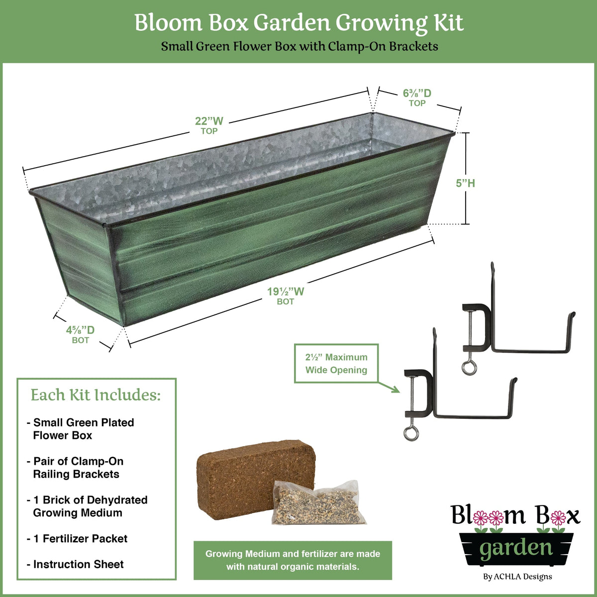 Bloom Box Garden Growing Kit with Clamp-On Brackets Flower Box Brackets