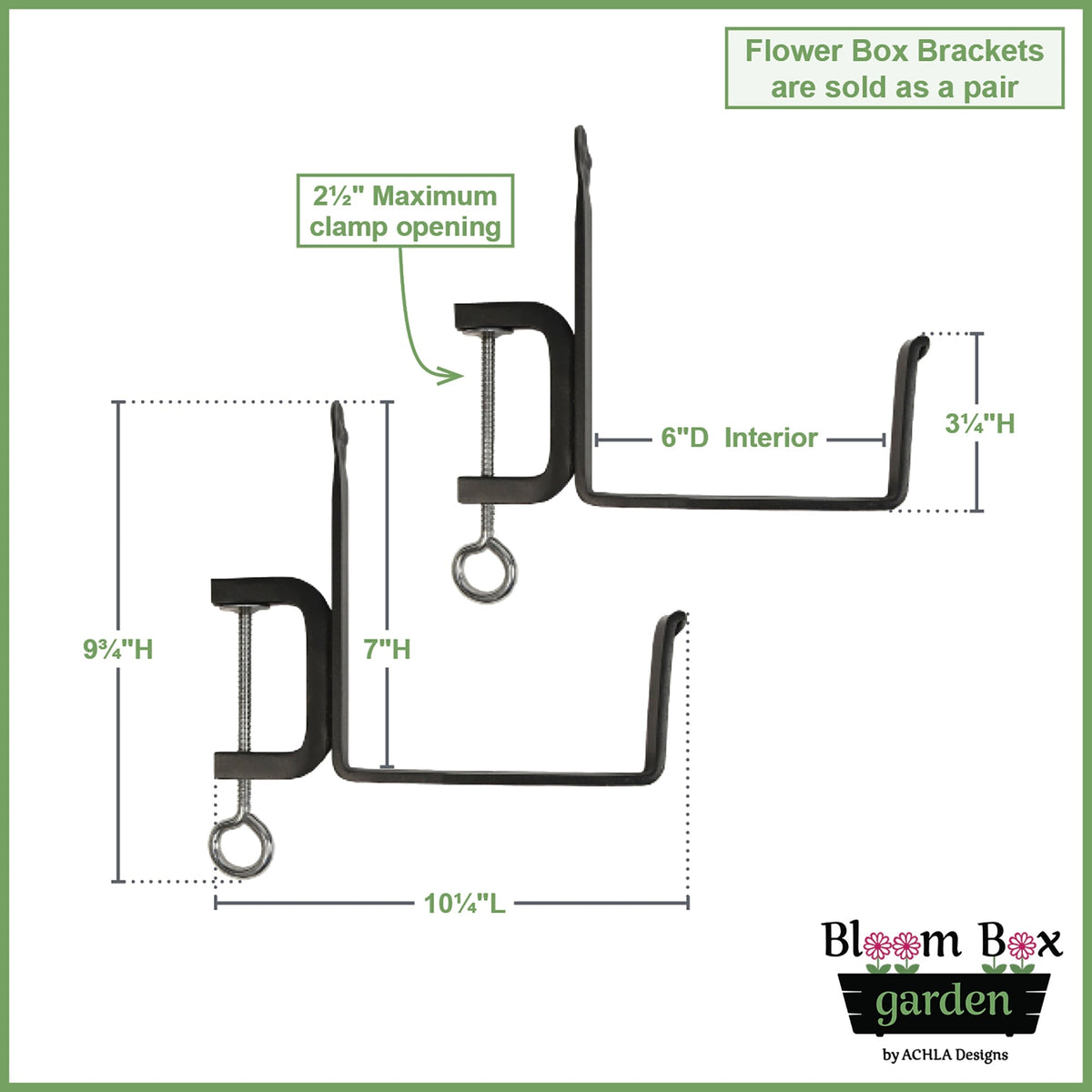 Bloom Box Garden Growing Kit with Clamp-On Brackets Flower Box Brackets