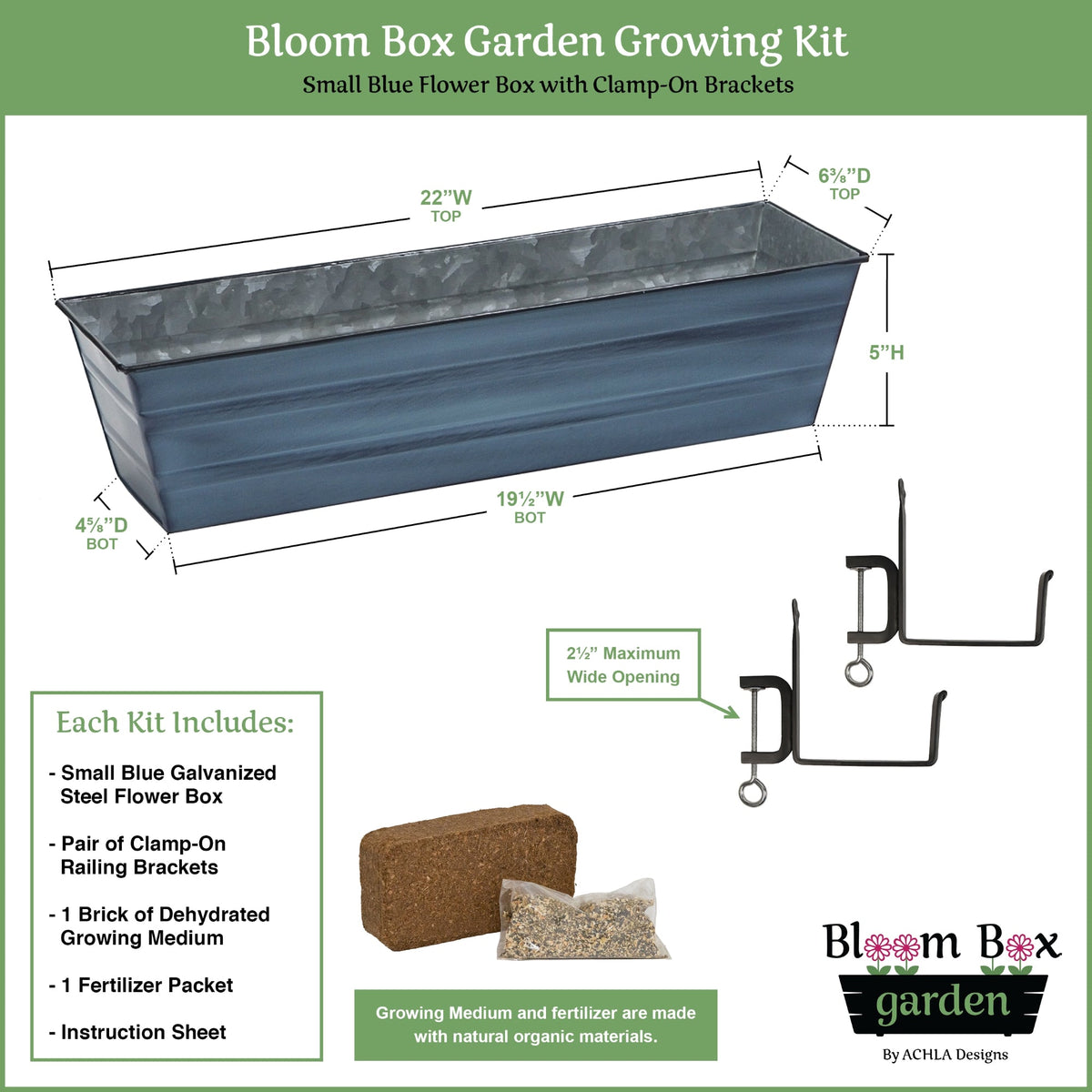 Bloom Box Garden Growing Kit with Clamp-On Brackets Flower Box Brackets