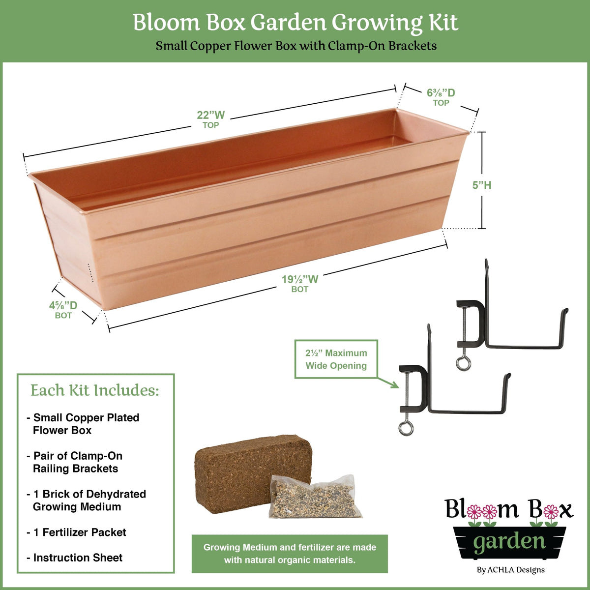 Bloom Box Garden Growing Kit with Clamp-On Brackets Flower Box Brackets