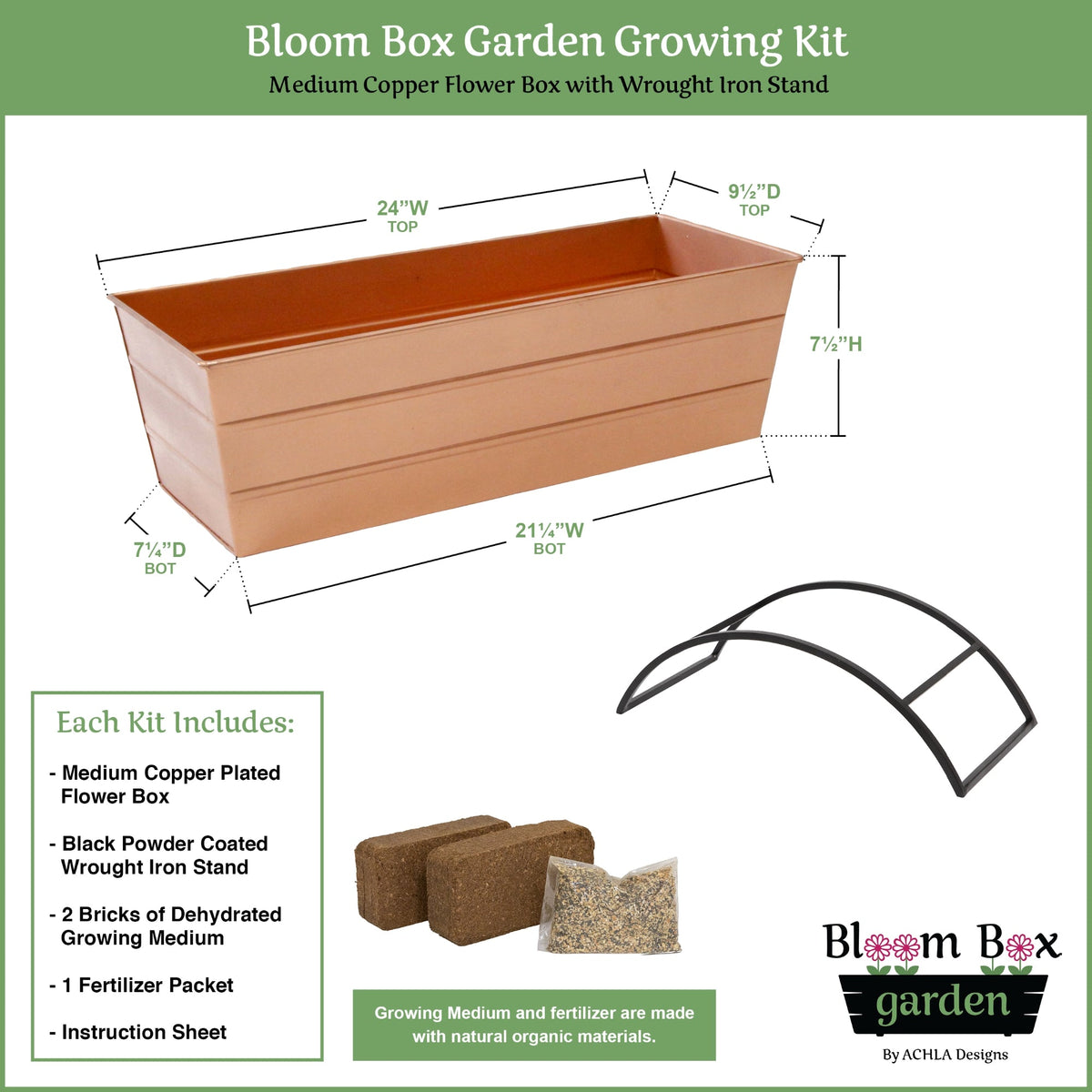Bloom Box Garden Growing Kit with Odette Stand Flower Box Brackets