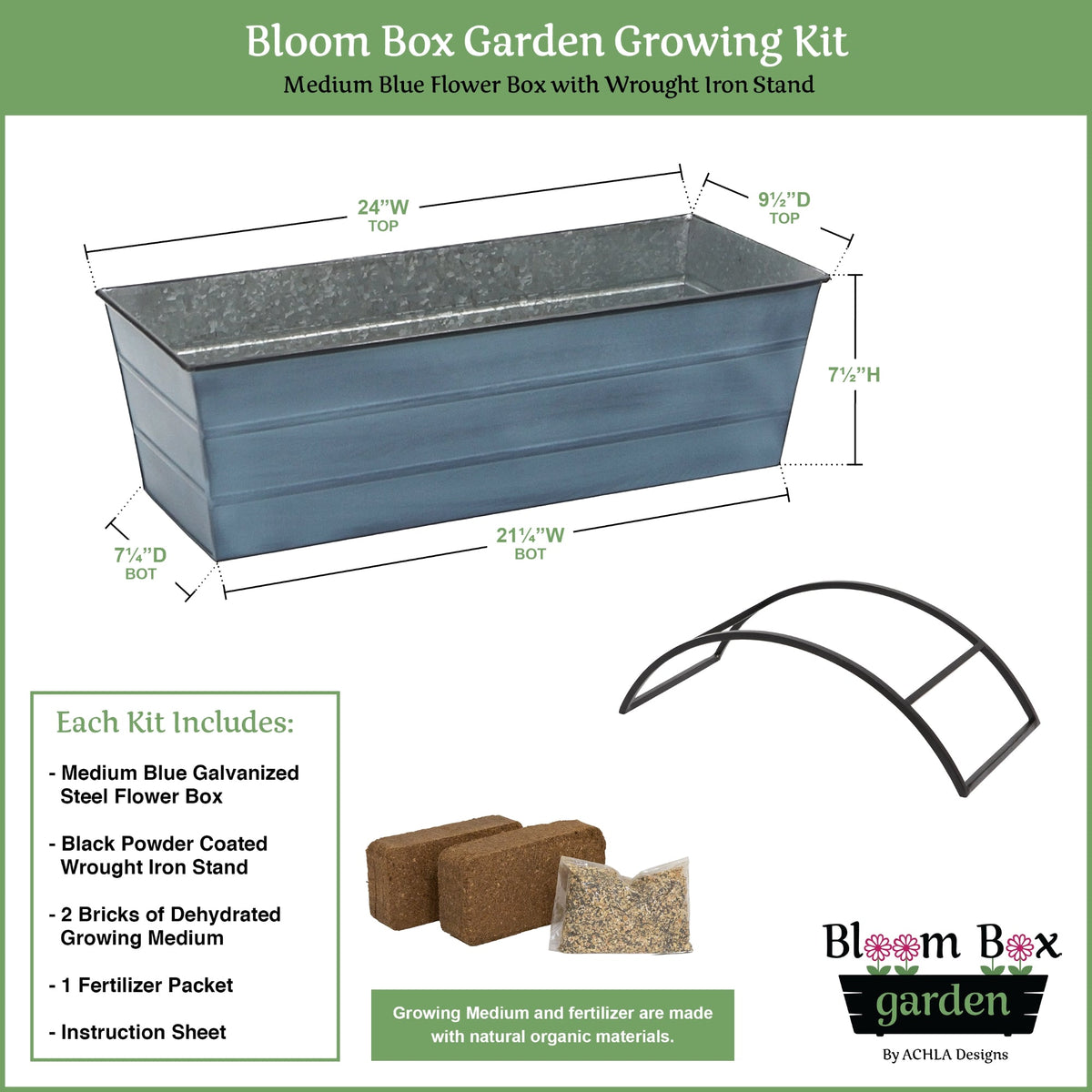 Bloom Box Garden Growing Kit with Odette Stand Flower Box Brackets
