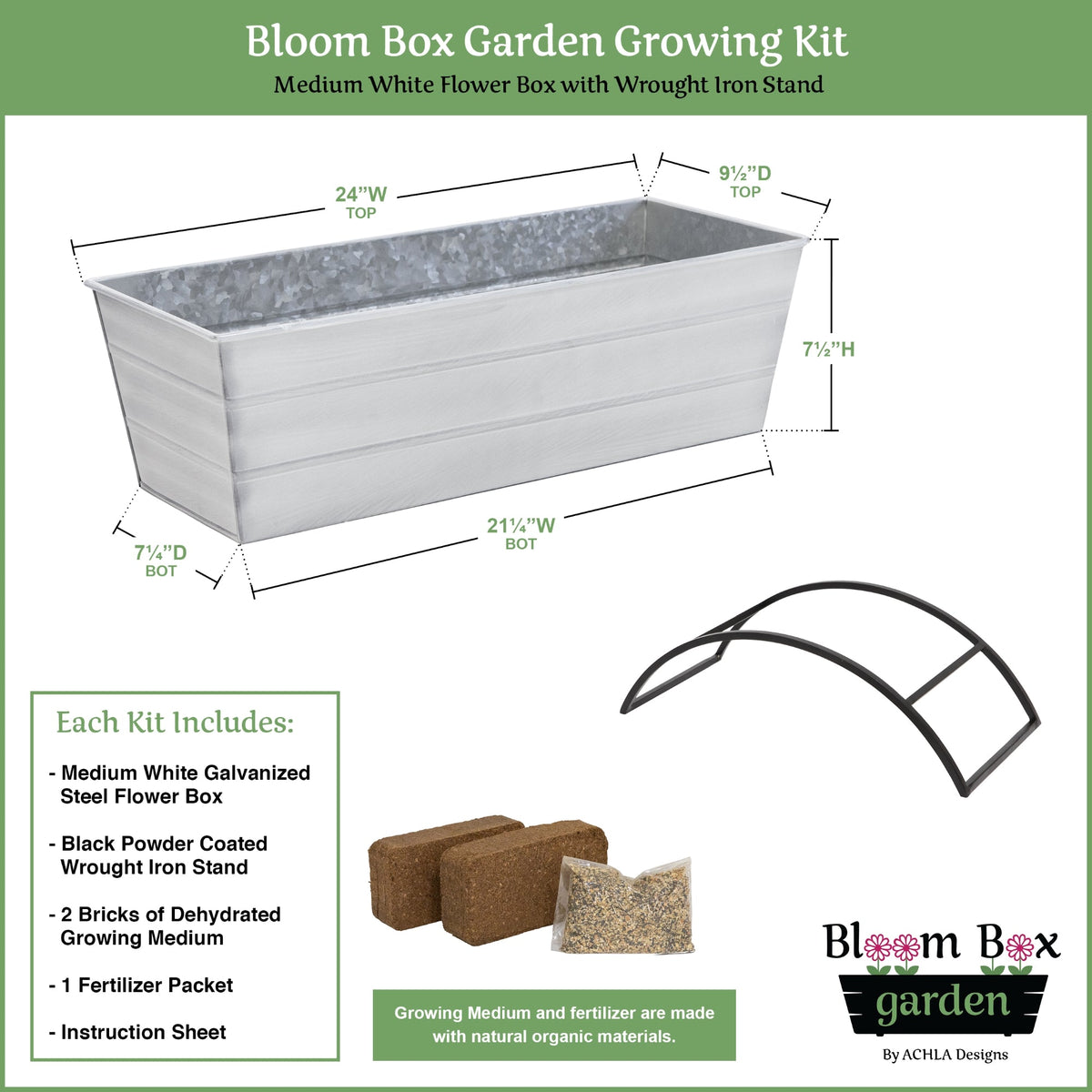 Bloom Box Garden Growing Kit with Odette Stand Flower Box Brackets