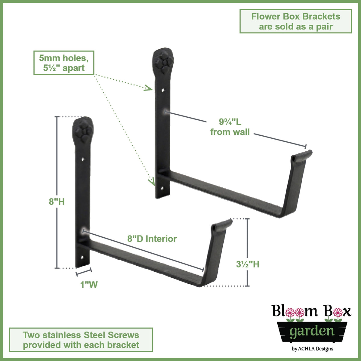 Bloom Box Garden Growing Kit with Wall Brackets Flower Box Brackets