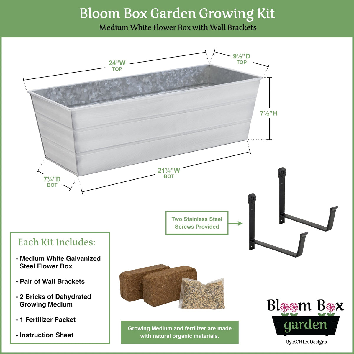 Bloom Box Garden Growing Kit with Wall Brackets Flower Box Brackets