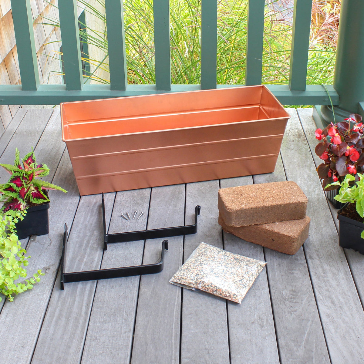 Bloom Box Garden Growing Kit with Wall Brackets Flower Box Brackets