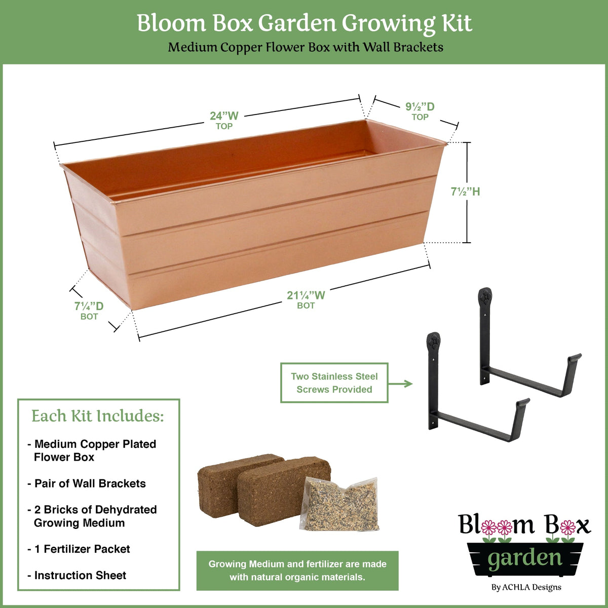 Bloom Box Garden Growing Kit with Wall Brackets Flower Box Brackets