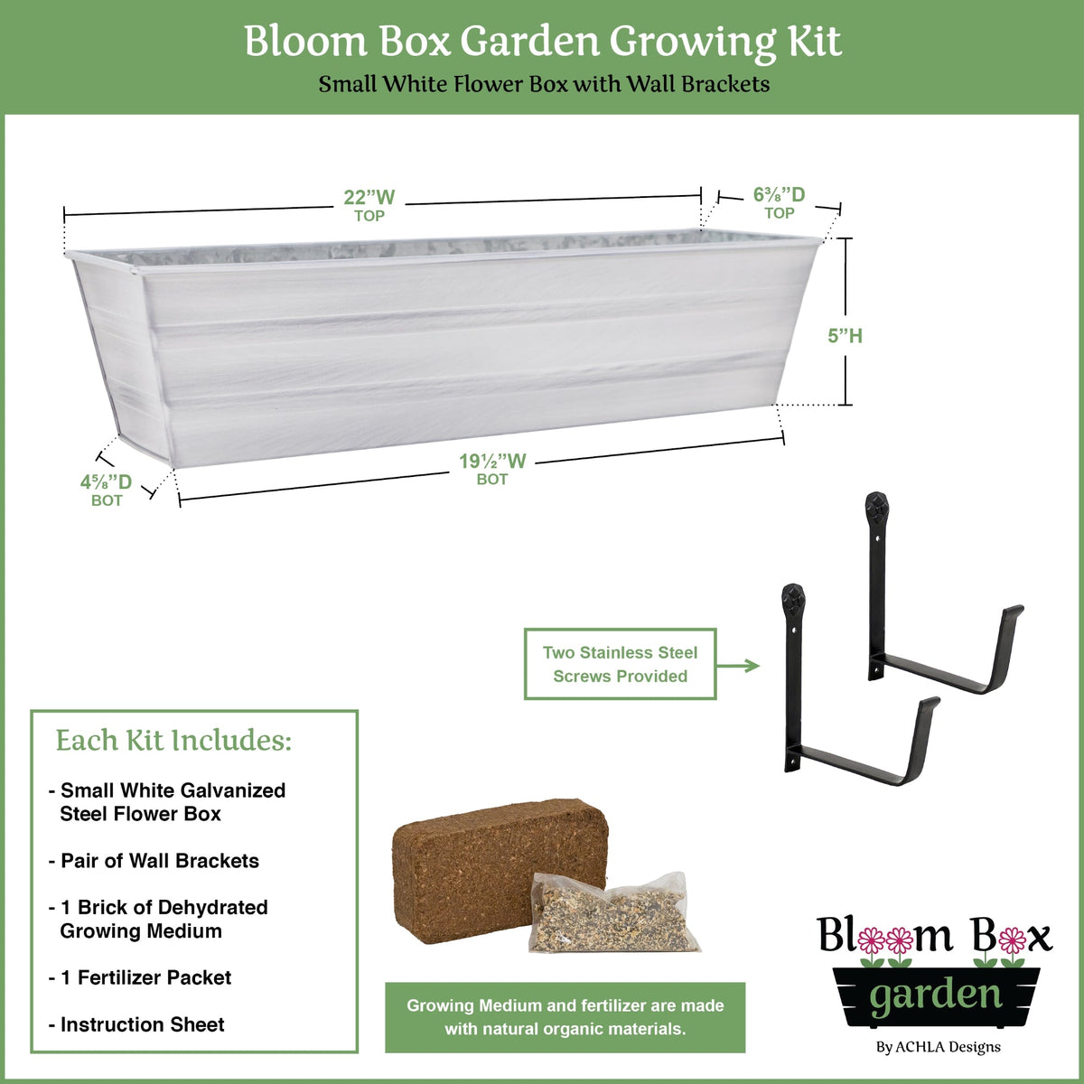 Bloom Box Garden Growing Kit with Wall Brackets Flower Box Brackets