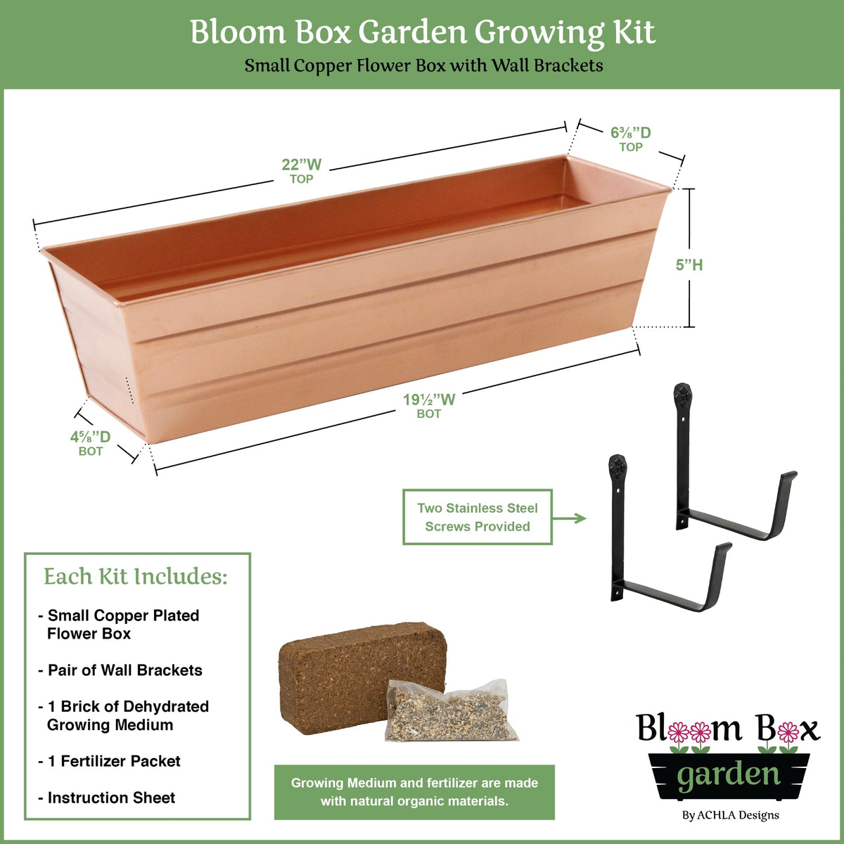 Bloom Box Garden Growing Kit with Wall Brackets Flower Box Brackets