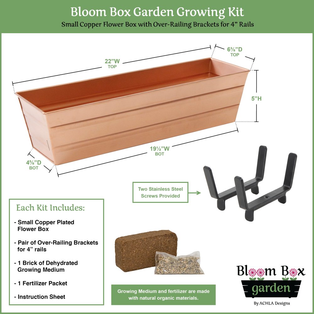 Bloom Box Garden Growing Kits – Small Size with Multiple Mounting Options Flower Box Brackets