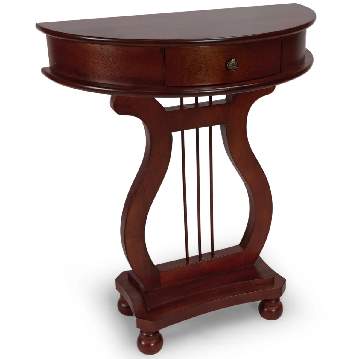 Cherry Wood Classic Accents Entryway Console Half Moon Harp Table Storage Benches