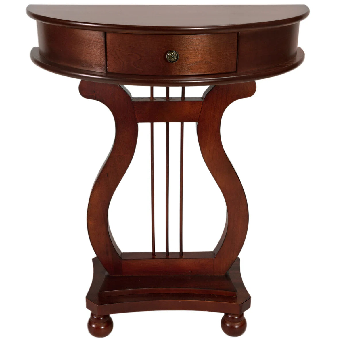 Cherry Wood Classic Accents Entryway Console Half Moon Harp Table Storage Benches