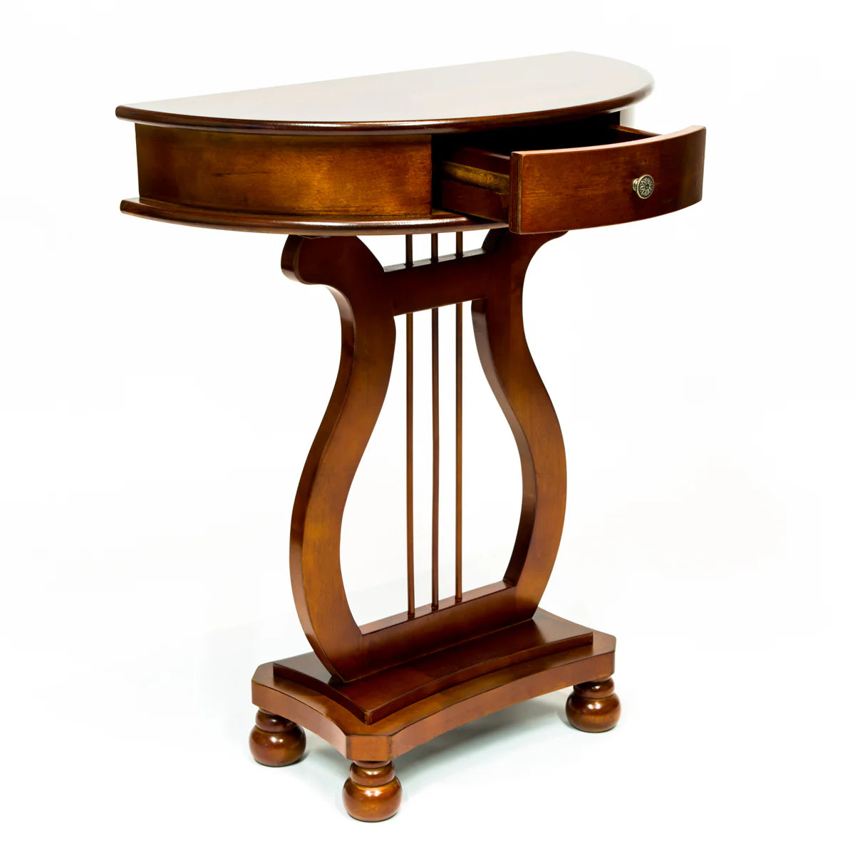 Cherry Wood Classic Accents Entryway Console Half Moon Harp Table Storage Benches