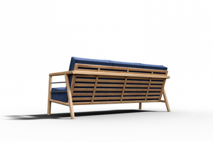 Daniele 3-Person Teak Outdoor Sofa with Sunbrella Navy Cushion Outdoor Chair