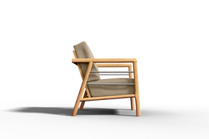 Daniele 4-Piece Teak Outdoor Patio Deep Seating Set with Sunbrella Fawn Cushion Outdoor Seating