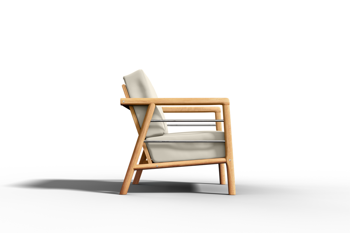 Daniele Teak Outdoor Club Chair with Sunbrella Canvas Cushion Outdoor Chair