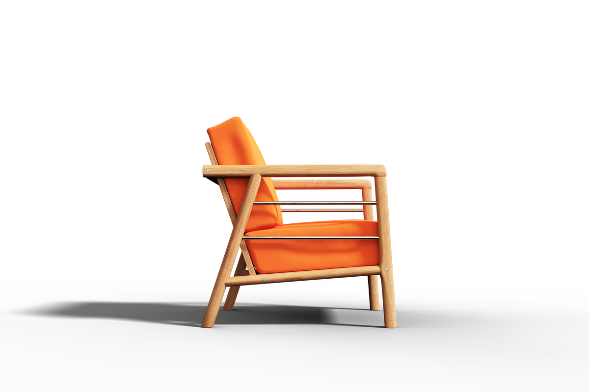 Daniele Teak Outdoor Club Chair with Sunbrella Melon Cushion Outdoor Chair