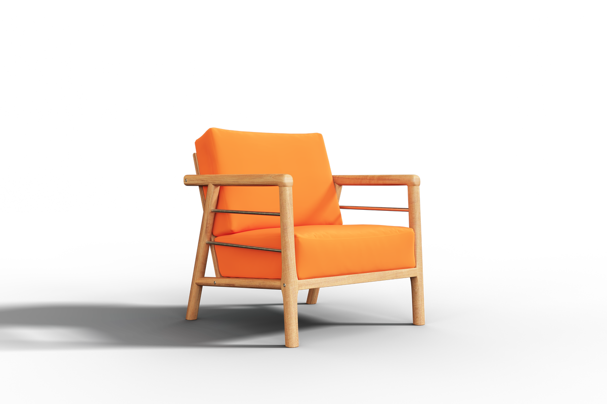 Daniele Teak Outdoor Club Chair with Sunbrella Melon Cushion Outdoor Chair