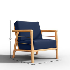 Daniele Teak Outdoor Club Chair with Sunbrella Navy Cushion Outdoor Chair