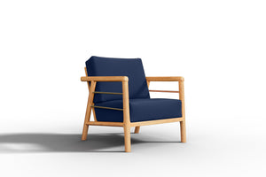 Daniele Teak Outdoor Club Chair with Sunbrella Navy Cushion Outdoor Chair