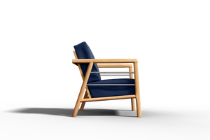 Daniele Teak Outdoor Club Chair with Sunbrella Navy Cushion Outdoor Chair