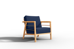 Daniele Teak Outdoor Club Chair with Sunbrella Navy Cushion Outdoor Chair