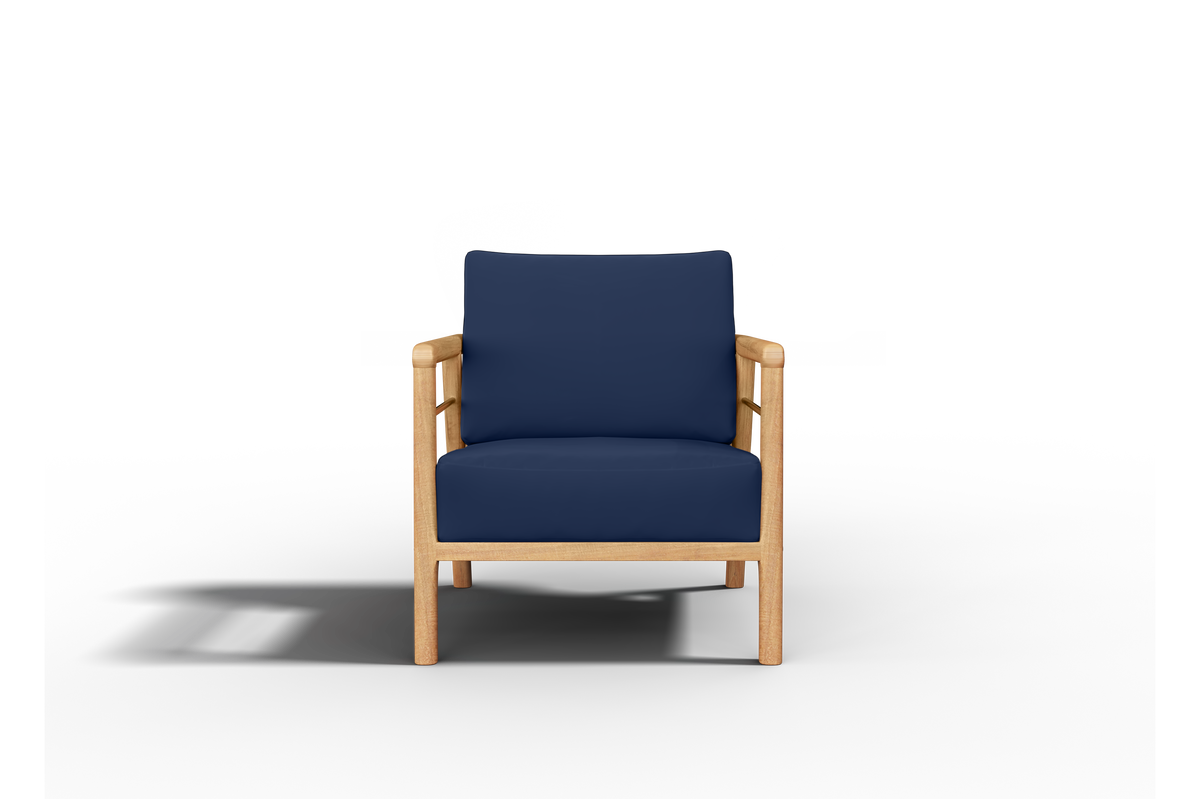 Daniele Teak Outdoor Club Chair with Sunbrella Navy Cushion Outdoor Chair