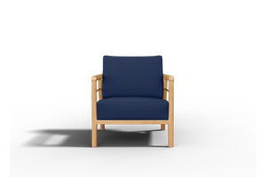 Daniele Teak Outdoor Club Chair with Sunbrella Navy Cushion Outdoor Chair