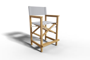 Directeur Teak Outdoor Bar Height Dining Armchair in White Outdoor Chair