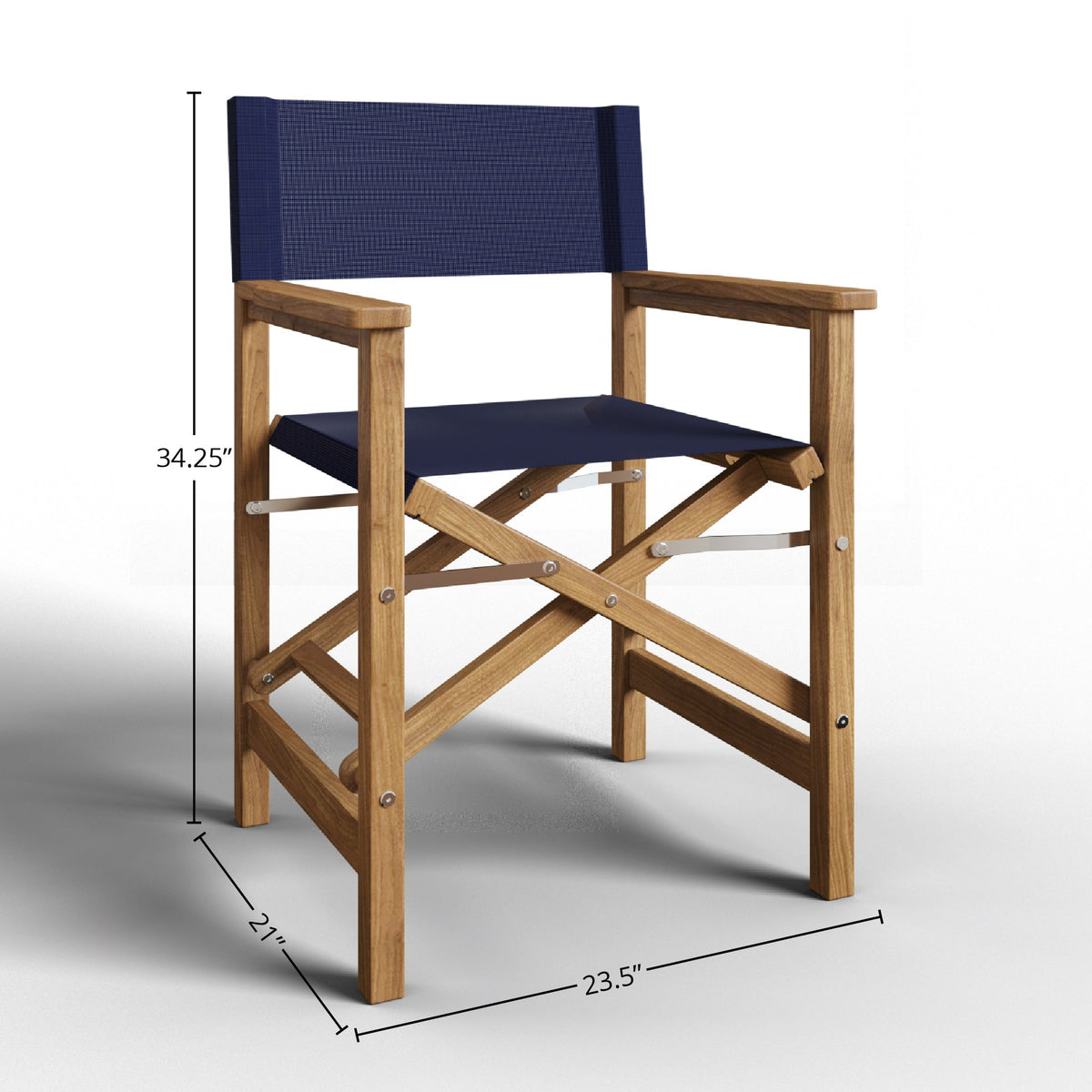 Directeur Teak Outdoor Dining Folding Armchair in Blue Outdoor Chair