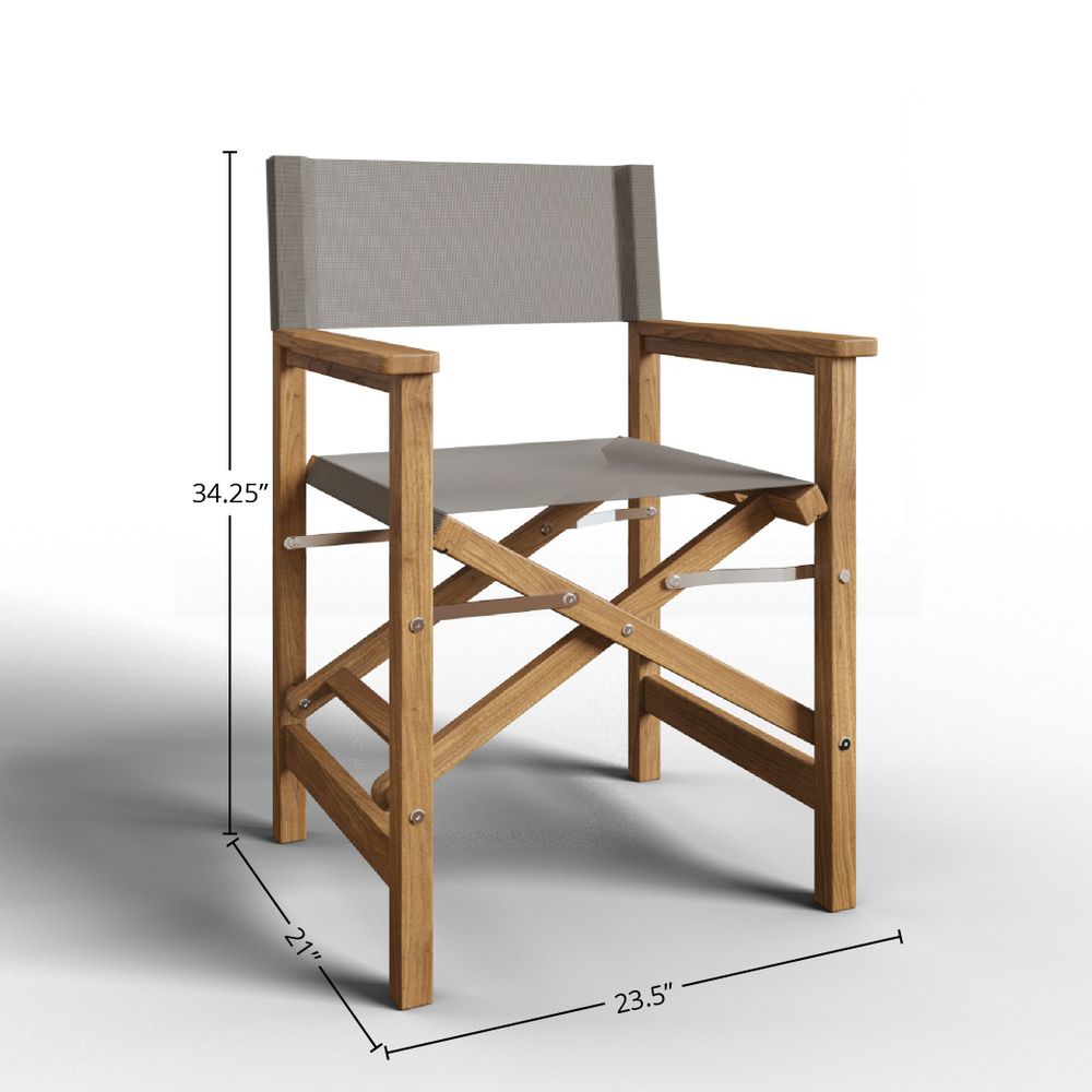 Directeur Teak Outdoor Dining Folding Armchair in Taupe Outdoor Chair